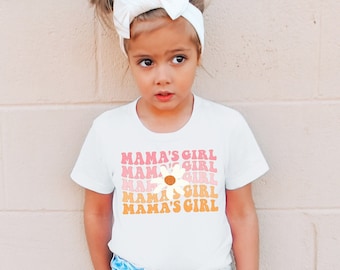 Mama's Girl T-Shirt Mamas Girl Shirt Announcement Shirt Pregnancy Reveal Gifts For New Mom Retro Daisy T-shirts Cute Toddler Tees Kids Shirt