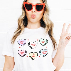 Valentines Day Shirt, Conversation Hearts T-Shirt Heart Candy Covid Quarantine Funny Cute Valentine's Tee Galentines Day Gift, Gift For Her image 1