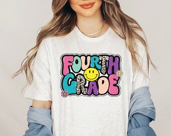 4th Grade Teacher Shirt Fourth Grade Shirt Retro Teacher Tshirt First Day Of School Shirt Elementary Back to School Outfit Cute Teacher Gift