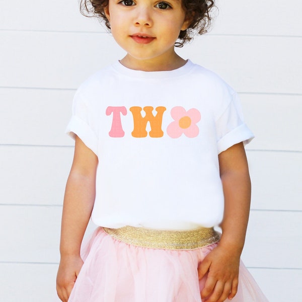 TWO Shirt Daisy 2nd Birthday Shirt Second Birthday Shirt Birthday Party T-Shirt Birthday Party Groovy Birthday Outfit Girls 2nd Bday Tee