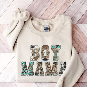 Boy Mama Sweatshirt Mama Shirt Western Mama Crewneck Cowhide Shirt Mothers Day Gift For Mom Outfit Mama Loungewear Announcement Sweatshirts