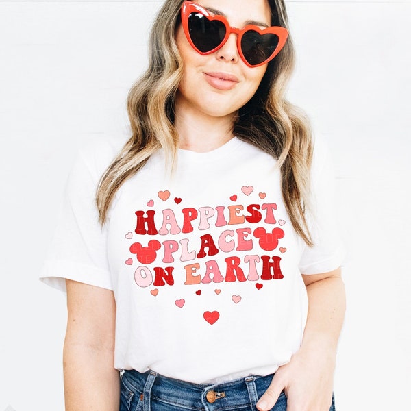 Happiest Place On Earth Shirt Valentines Day Heart Shirts Valentine's Day Graphic Tee VDAY Shirt Family Trip Shirt Kids Shirt Toddler Baby