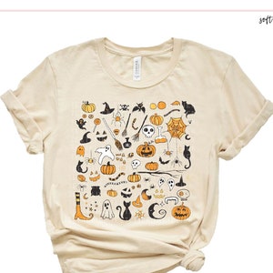 Halloween Shirt Little Things Doodles Shirt Cute Halloween Graphic Tee Pumpkin Witch Ghost Spooky Mom TShirt Matching Outfit Halloween Tees