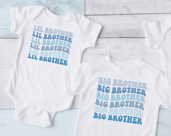 Big Brother Little Brother Shirts Pregnancy Announcement Shirt Cute Matching Little Brother Big Sister T-Shirt Hospital Outfits