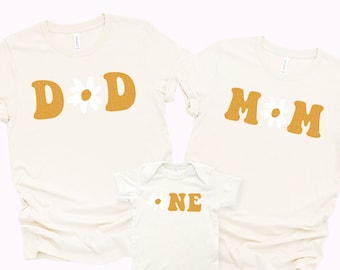 One Shirt Daisy 1st Birthday Matching Family Shirts Mom Shirt Dad Baby First Birthday Party Shirt Groovy Birthday Outfit Girls 1st Bday Tee