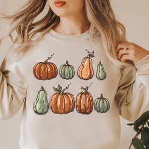 Pumpkin Sweatshirt, Pumpkin Varieties, Fall Crewneck Pullover Sweatshirt Autumn Cute Pumpkin Lover Shirt, Thanksgiving Shirt, Matching Kids