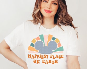 Happiest Place On Earth Shirt Mouse Ears TShirt Magical Shirt Cute Kids Toddler Tee Matching Family Trip Retro Vacation Shirts Groovy Gift
