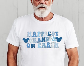 Happiest Grandpa On Earth Shirt Happiest Place Mouse Ears Shirt Family Matching Vacation T-Shirt For Men Gift Graphic Tee Grandfather Shirt
