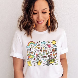 Spring Doodles Shirt Spring Favorites Little Things Shirt For Women Cute Rainbow Gardening Tee Bunny Flower Matching Toddler Baby Kids Tees