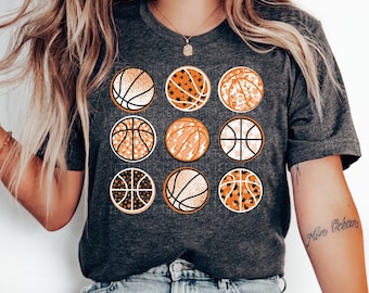 Basketball Shirt Basketballs T-shirt Game Day Tee Basketball TShirt Womens Basketball Shirts Gift For Her Basketball Mom Shirt Plus Size Tee