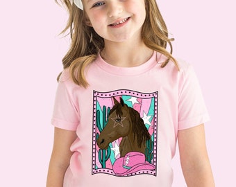 Horse Shirt Western Shirt Cowgirl Shirt Horse Lover Gift Toddler Tee Cute Cowboy Shirt Texas Equestrian Shirt Kids Shirt Cowboy Hat Shirt