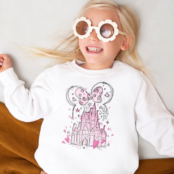 Castle Sweatshirt Mouse Ears Sweatshirt Happiest Place WDW Family Trip Matching Colorful Crewneck Sweater Kids Toddler Valentines Day Shirt