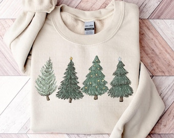 Christmas Sweatshirt Womens Christmas Sweater Christmas Crewneck Pullover Christmas Tree Holiday Sweaters Winter Matching Kids Youth Toddler