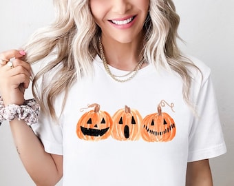 Camiseta de calabaza, camiseta de calabaza, camiseta con estampado de calabaza de Halloween, camiseta de Acción de Gracias, lindas camisetas de otoño para mujer, camiseta a juego para niños pequeños