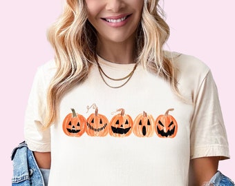 Halloween Shirt Pumpkin Shirt Jack o Lantern Graphic Shirt Pumpkin Tee Shirt Fall Harvest Cute Fall Shirts For Women Matching Youth Shirt