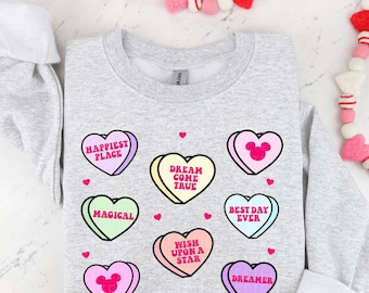 Valentines Day Mouse Ears Sweatshirt Valentines Day Shirt Happiest Place On Earth Best Day Ever Candy Hearts Cute Family Kids Shirt Toddler