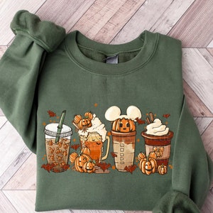 Fall Coffee Sweatshirt Mouse Ears Coffee Lover Shirt Pumpkin Spice Latte Drink Cup Cute Halloween Fall Shirt PSL Lover Gift Halloween Shirt