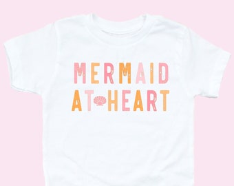 Mermaid At Heart Shirt Party Shirts Beach Tees Toddler Shirt Kids Beach Tshirt Kid Toddler Girl Shirt Cute Beach Babe Tee Summer Beach Tee