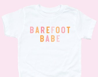 Barefoot Babe Shirt Cute Toddler Tees Summer Fun Shirt Beach Vacation Shirt Cute Summer Retro Baby Bodysuit Vacay T-Shirts Trendy Beach Babe