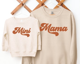 Mama and Mini Sweatshirts Mommy and Me Matching Shirts Retro Groovy Shirts Mom Baby Toddler Mother Kid Shirt Mom and Kids Shirt Gift For Mom