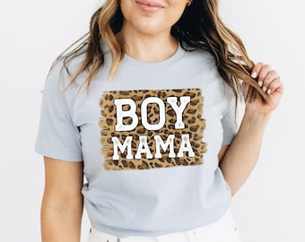 Gift for Mom Crewneck Shirt, Boy Mama Tshirt, Mom Of Boys Tee, Mama T-Shirt, Mom Shirt, Gift For Her, Cheetah Print Leopard