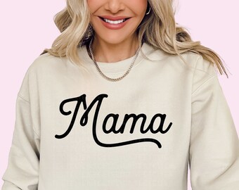 Mama Sweatshirt Retro Mama Shirt Announcement Sweatshirt Pregnancy Reveal Motherhood Shirt Boho Mama Trendy Christmas Gift For Mom Plus Size
