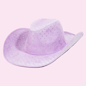 Cowgirl Hat Lilac Embellished Studded Rhinestone Cowboy Hat Nashville Bachelorette Hat Bach Party Bride Concert Outfit Gift image 2