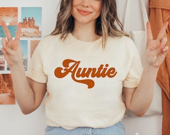 Auntie Shirt Aunt T-Shirt For Aunts Boho Groovy Aunt Gift From Niece Nephew New Aunt Tee Shirt Retro Cool Aunt T Shirt Birthday Gift Auntie