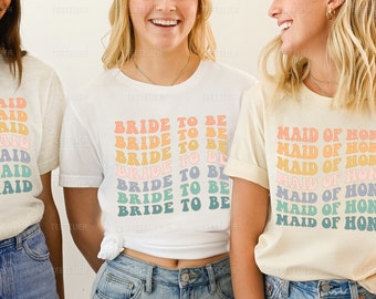 Bachelorette Party Shirts Bride To Be Bridesmaid Maid Of Honor Shirts Retro Graphic Tee Gifts for Her Bridal Party Shirts Girls Trip Tees