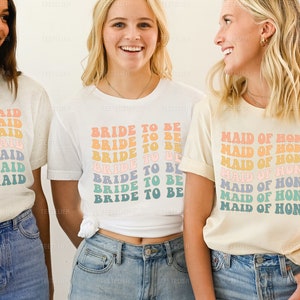 Bachelorette Party Shirts Bride To Be Bridesmaid Maid Of Honor Shirts Retro Graphic Tee Gifts for Her Bridal Party Shirts Girls Trip Tees