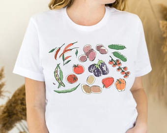 Vegetable Shirt Cute Farming T-Shirt For Farmer Gift For Mom Sowing Gardening Doodles Farm Life T-shirt Farming Shirt Gardening Shirt