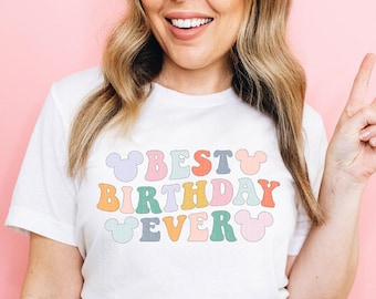 Best Birthday Ever Shirt Mouse Ears Birthday Shirt Retro WDW Bday Shirt Magical Bday Shirt Birthday Vacay T-Shirt Kids Toddler Baby Adult