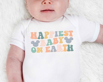 Happiest Baby On Earth Shirt Matching Family Trip Shirts Colorful Mouse Ears T-Shirt First Trip Shirts Toddler Baby Bodysuit Happiest Place