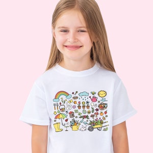 Spring Shirt For Kids, Easter Shirt, Spring Graphic Tee, T-shirt For Girls, Spring Doodles, Rainbow Bunny Eggs Youth Toddler Tee Cute Baby