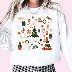 Christmas Sweatshirt Holiday Sweatshirt Little Things Favorites Doodles Xmas Crewneck Apparel Christmas Gift For Her Plus Size Sweatshirt