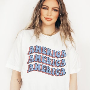 America Shirt, USA Shirt, Retro Stars And Stripes, Red White Blue 4th of July Shirt, Fourth of July America Women's Tee, Patriotic Shirt