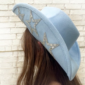 Baby blue cowgirl hat on sale
