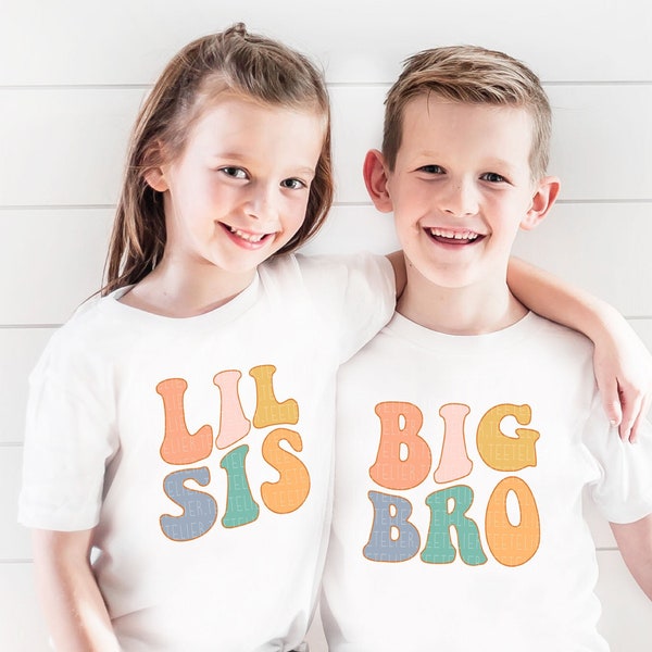 Big Sis Big Bro Lil Sis Lil Bro Sibling Outfits, Cute Colorful Matching, Little Brother, Big Sister Sibling Hospital Outfits,Matching Shirts