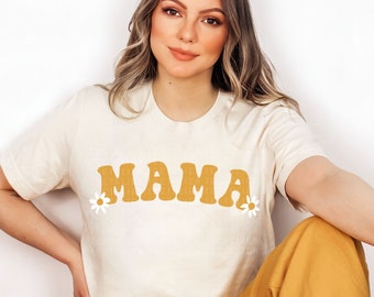 Chemise maman T-shirt graphique maman marguerite rétro Fête des mères Chemises maman Chemise maman mignonne T-shirt maman tendance Cadeau fête des mères Révélation de grossesse