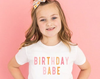 Birthday Babe Shirt, Summer Birthday Shirt For Girls, Cute Birthday Party Tee, Retro Birthday Gift, Colorful T-Shirt Kids Toddler Baby Adult