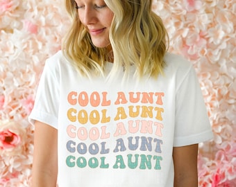 Cool Aunt Shirt New Aunt Shirt For Aunt Cool Aunt Gift Niece Nephew New Aunt Tee Shirt Retro Cool Aunt T-shirt Gift For Birthday Auntie Tee