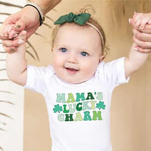 Mamas Lucky Charm Bodysuit,St Patricks Day Shirts For Babies,Cute Retro St Paddys Outfit,Toddler Tee Baby Shirt,St Pattys Tee Gender Neutral
