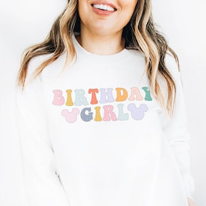 Birthday Girl Sweatshirt, Retro Birthday Sweatshirt, Bday Pastel Shirt, Retro Colorful Birthday Crewneck Sweater, Kids Toddler Bday Gift