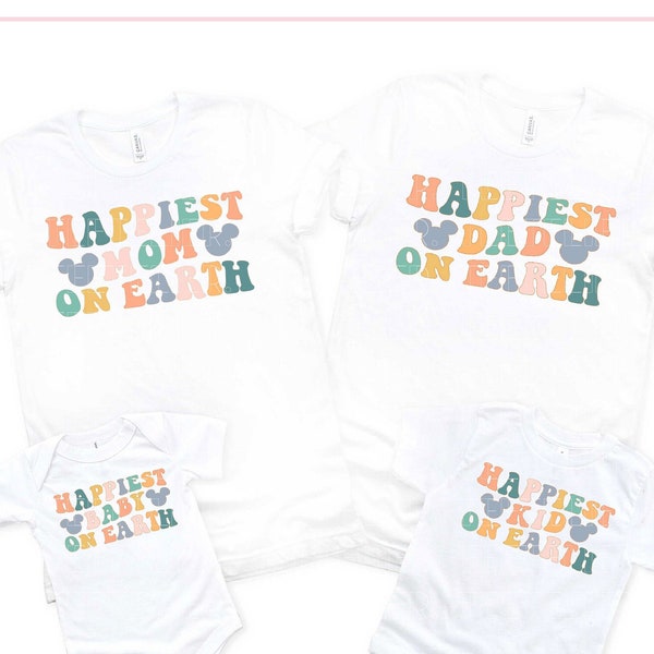 Happiest Place On Earth Shirts Matching Mouse Ears Shirt For Family Tee Happiest Mom Happiest Dad Happiest Kid Happiest Baby Grandma Grandpa