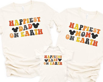 Matching Shirts For Family,Halloween Shirts,Happiest Mom On Earth,Happiest Dad,Happiest Kid,Happiest Baby,retro Shirt Kids Toddler Baby