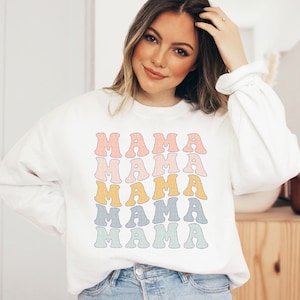 Mama Sweatshirt, Retro Mama Sweatshirt, Cute Sweatshirt For Moms, Crewneck Pullover, Gift For Mom, New Mom Gift, Mothers Day Gift