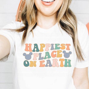 Happiest Place On Earth Shirt Mouse Ears T-Shirt Vacay Shirts Colorful Matching Family Tshirts Retro Vacation Shirts Magic Kids Toddler Baby