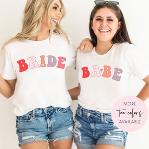 Bachelorette Party Shirts, Pink Retro Babe And Bride Shirts, Retro Graphic Tee, Bridal Party Shirts,Girls Trip T-Shirts,Gift For Bridesmaids