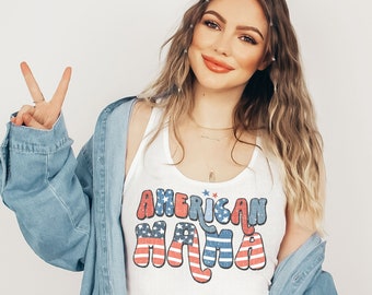 American Mama Tank, 4th of July Tank Top, Fourth of July Shirts, America Shirt, 4th of July Shirt, Racerback Tank For Women,Independence Day