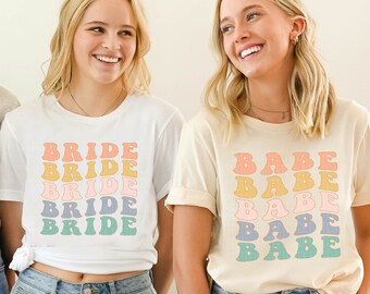 Bachelorette Party Shirts Retro Babe Shirt Bride Shirts Babe Bride Graphic Tee Bridal Party Shirts Girls Trip T-Shirts Gift For Bridesmaids